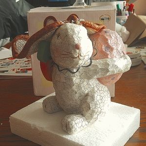 Crackle Bunny with Burlap Ears